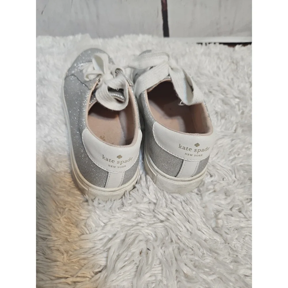 Kate Spade Athena Glittery Silver Sneakers‎ Size 9B